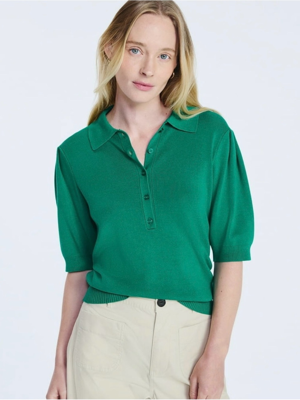 Free Assembly Green Polo Sweater Top M